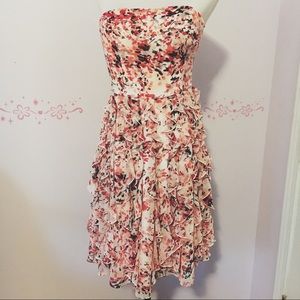 White House Black Market Strapless Ruffled Dress